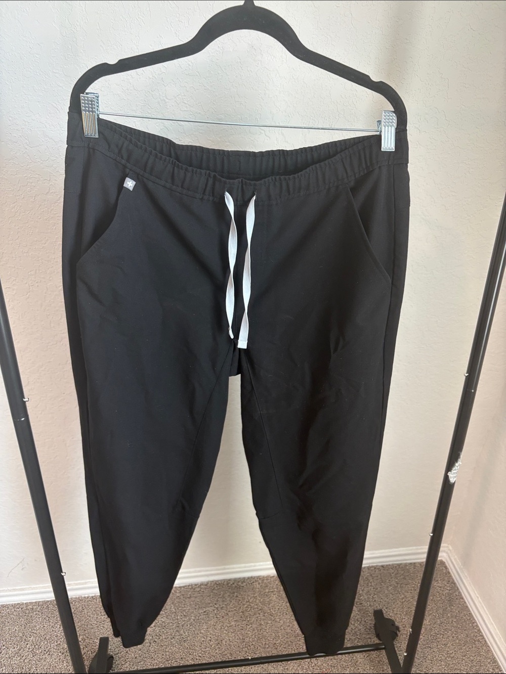Figs Black Jogger Pants with White Drawstring